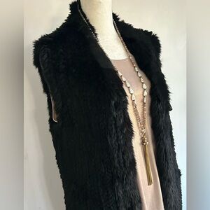 Kelli Kouri Natural Fur Vest Knitted Rex Rabbit MIDI  Length Size M Perfect